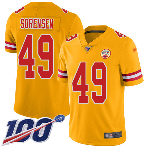 Men Kansas City Chiefs #49 Sorensen Daniel Limited Gold Inverted Legend 100th Season Nike NFL Jersey